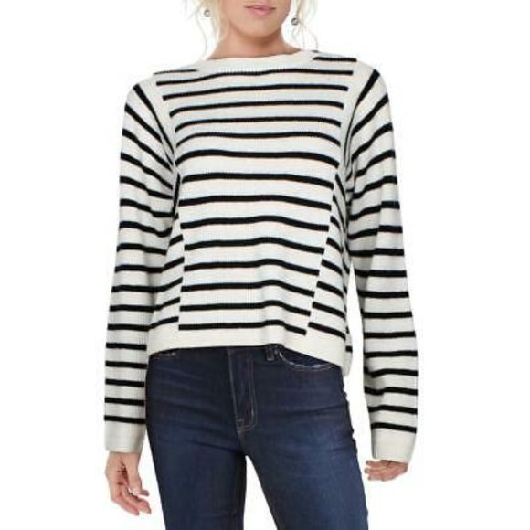 Vince cashmere wool blend mixed stripe crewneck long-sleeve pullover sweater - Picture 5 of 13